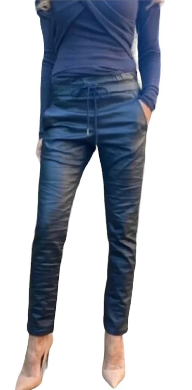 Exclusive Offers Shely Jogger Pants In Navy Vegan Leather