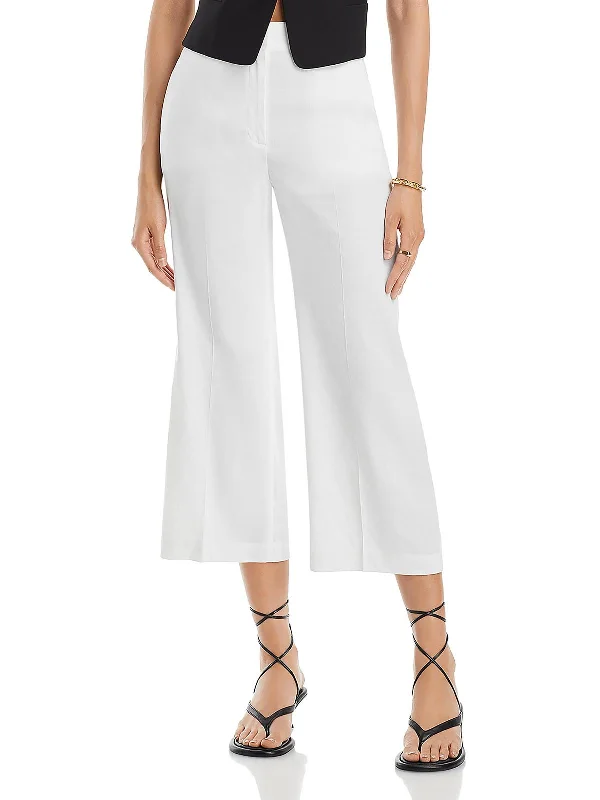 Take Advantage Terena Womens Solid Linen Straight Leg Pants