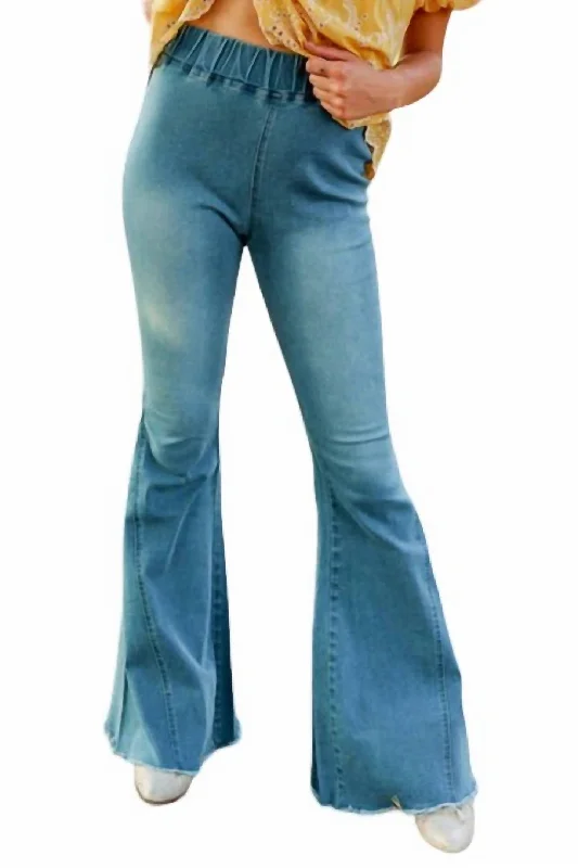 Stock Clearance The Jolene High Waisted Flare Jeans In Light Wash