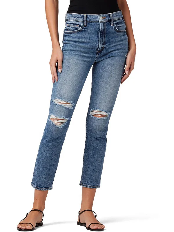 Deal Dash The Luna Womens High-Rise Crop Cigarette Jeans