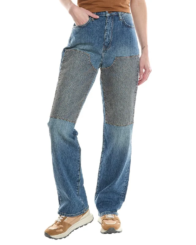 Deal Dash TRIARCHY Ms. Triarchy Classic Indigo Embroidery High-Rise Straight Leg Jean