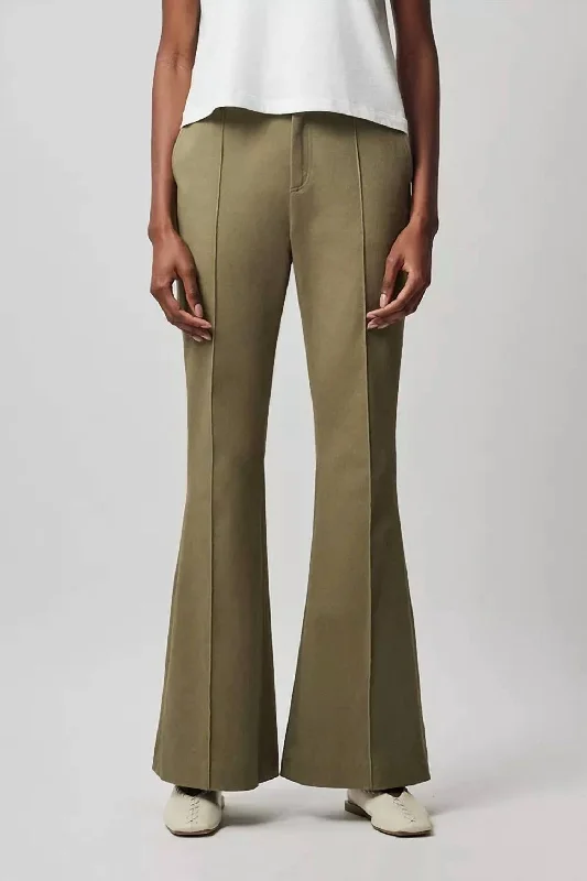 Deal Dash Washed Cotton Twill Flare Pant In Oil Green