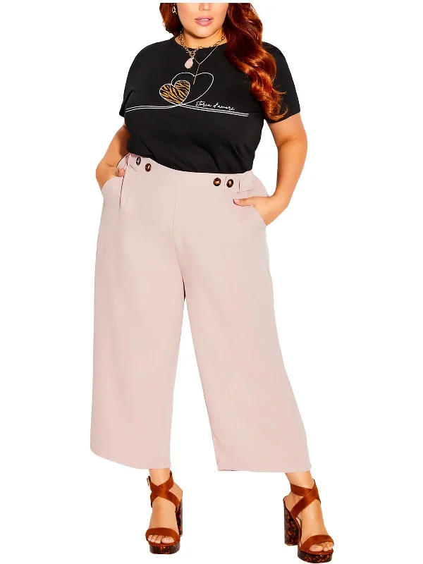 Clearance Items Womens Button Textured Wide Leg Pants