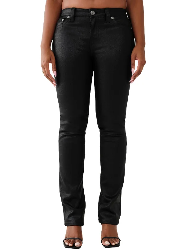 Today’s Deal Womens High Rise Coated Straight Leg Jeans