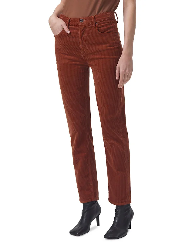 Doorbuster Deal Womens High Rise Corduroy Straight Leg Jeans