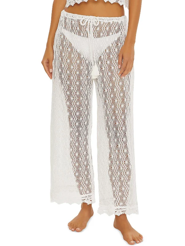 Big Savings Womens High Rise Crochet Wide Leg Pants