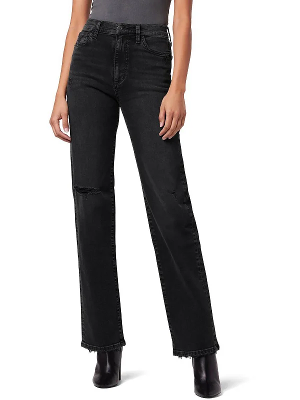 Stock Up and Save Womens High-Rise Distressed Wide Leg Jeans