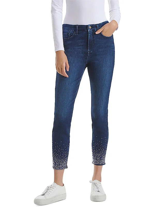 Take Advantage Womens High Rise Embellsihed Skinny Jeans