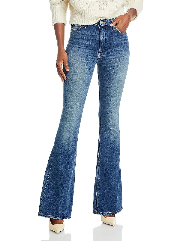Deal of the Day Womens High Rise Faded Flare Jeans