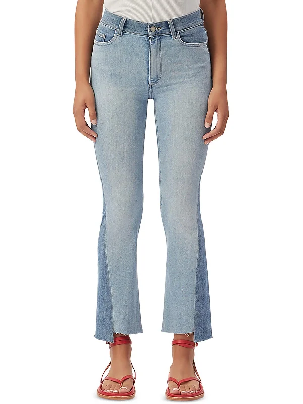 Super Bargain Womens High Rise Frayed Hem Bootcut Jeans