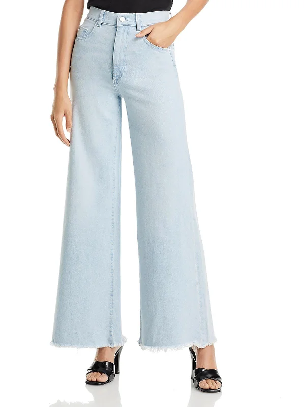 Year-End Sale Womens High Rise Light Wash Wide Leg Jeans