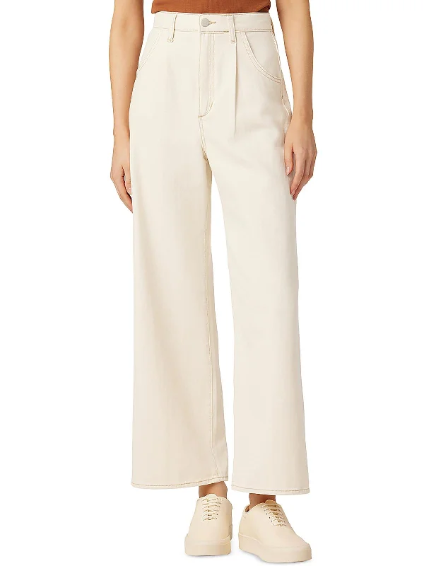 Clearance Sale Womens High Rise Pleated Wide Leg Jeans