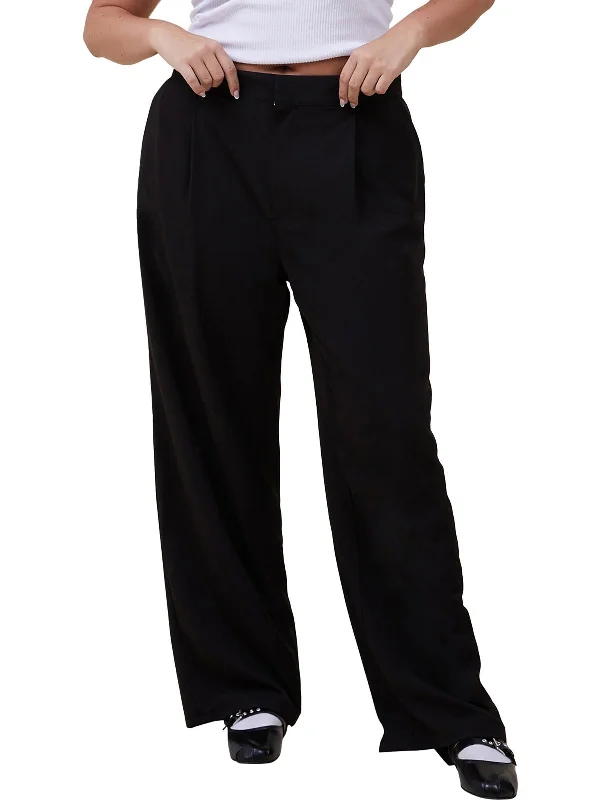 Midnight Sale Womens High Rise Pleated Wide Leg Pants