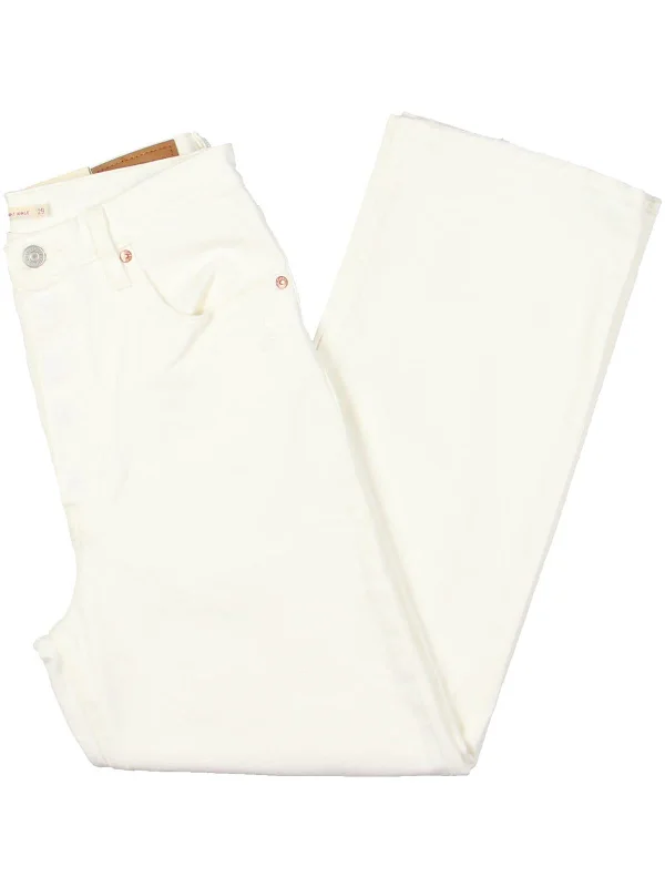 Amazing Deals Womens High Rise Solid Straight Leg Jeans