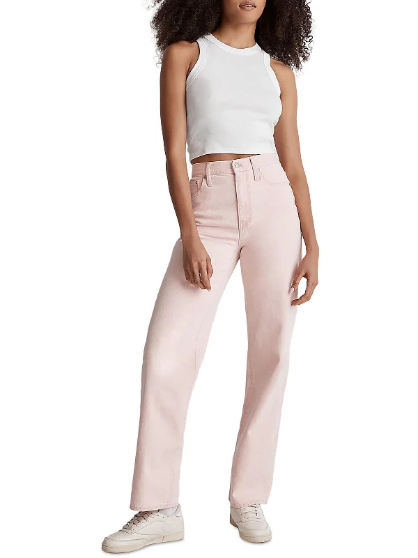 Weekend Deal Womens High Rise Solid Wide Leg Jeans