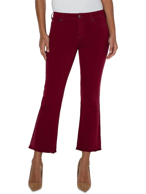 Clearance Sale Womens Mid Rise Cropped Flared Jeans