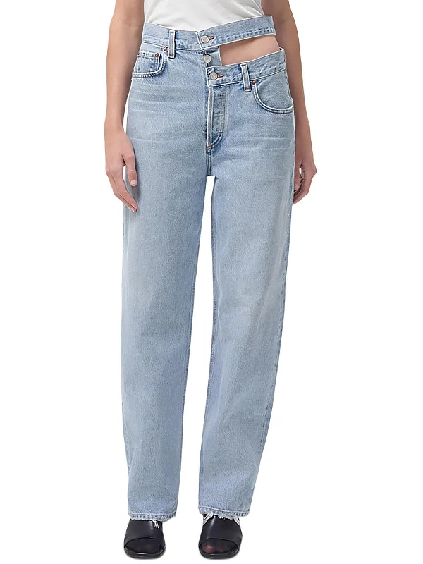 Stock Clearance Womens Organic Cotton High Rise Wide Leg Jeans