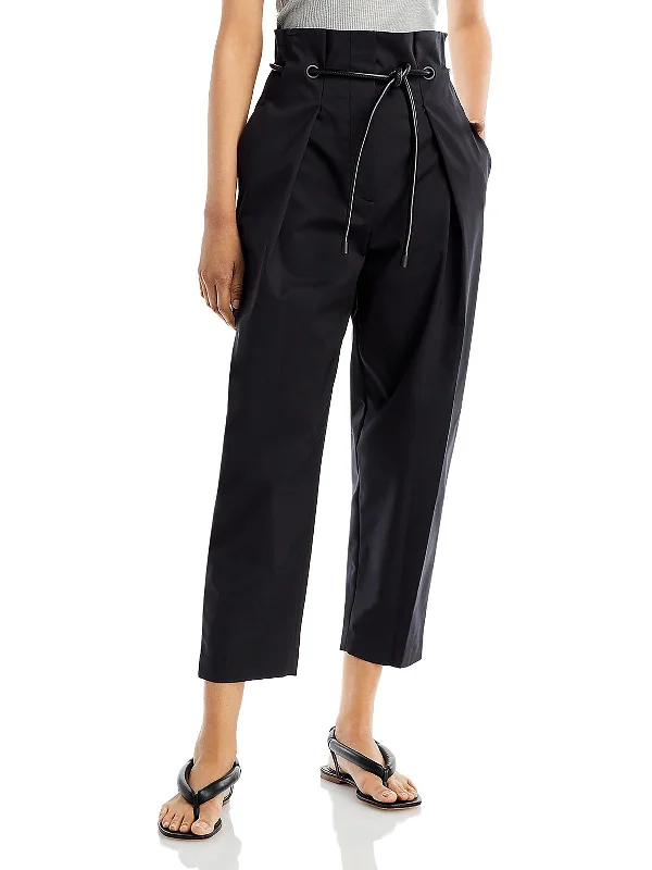 Limited Stock Womens Pleated Cotton Straight Leg Pants