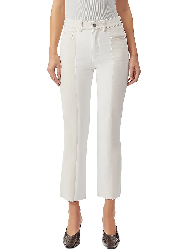 Seasonal Sale Womens Raw Hem Mid Rise Straight Leg Jeans