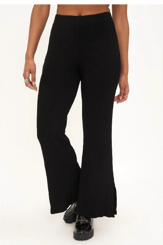 Low Prices Women's Sure Shot Side Slit Sweater Rib Pant In Black