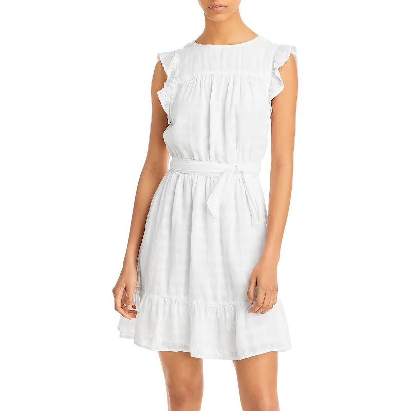 Bella Dahl Womens Linen Blend Tiered Mini Dress