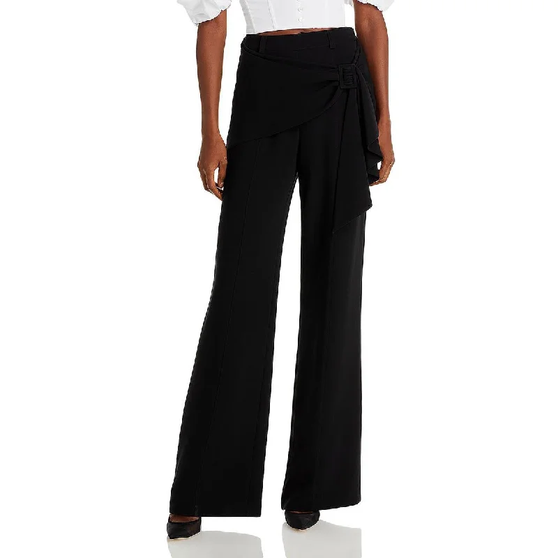 Cinq a Sept Womens Kent Wide Leg Belted Overlay Dress Pants