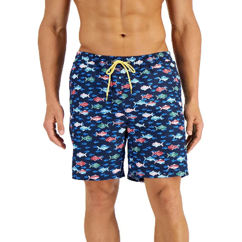 Club Room Mens Fish Print Beachwear Swim Trunks