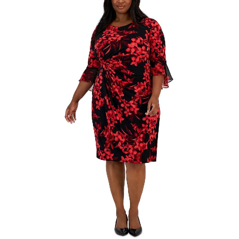 Connected Apparel Womens Plus Gathered Long Cocktail and Party Dress