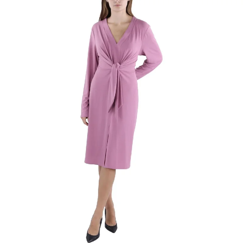 Ellen Tracy Womens Knot-Front Knee-Length Wear To Work Dress