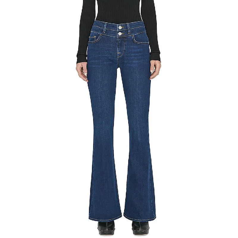 FRAME Womens High Rise Solid Flared Jeans