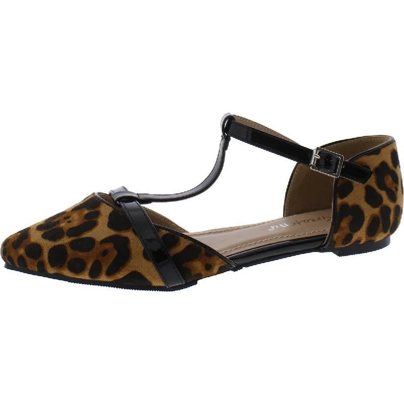 Greatonu Womens Faux Suede Leopard Print D'Orsay