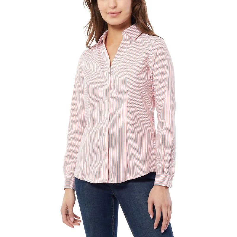 Jones New York Womens Cotton Striped Blouse