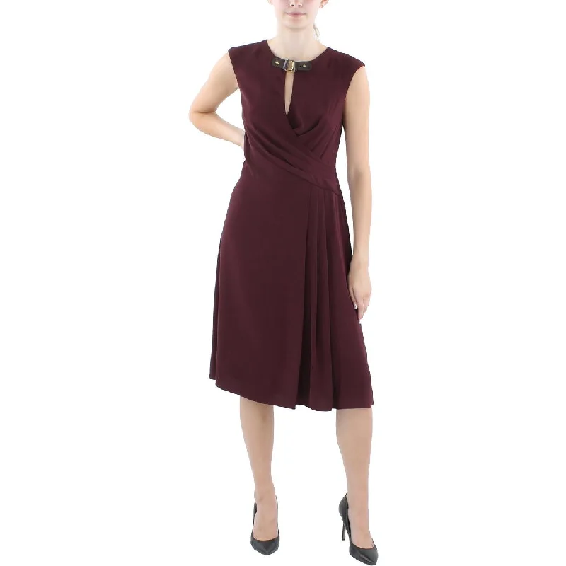 Lauren Ralph Lauren Womens Buckle Trim Knee-Length Sheath Dress