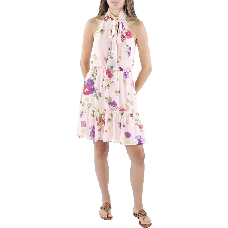 Lauren Ralph Lauren Womens Chiffon Floral Print Shift Dress