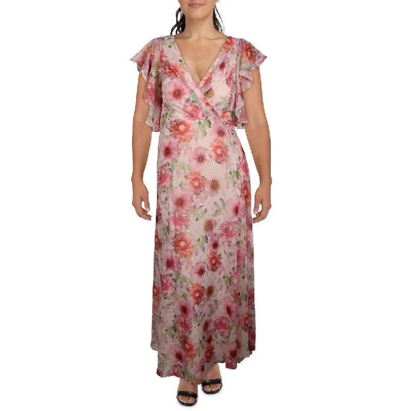 NW Nightway Womens Chiffon Floral Evening Dress