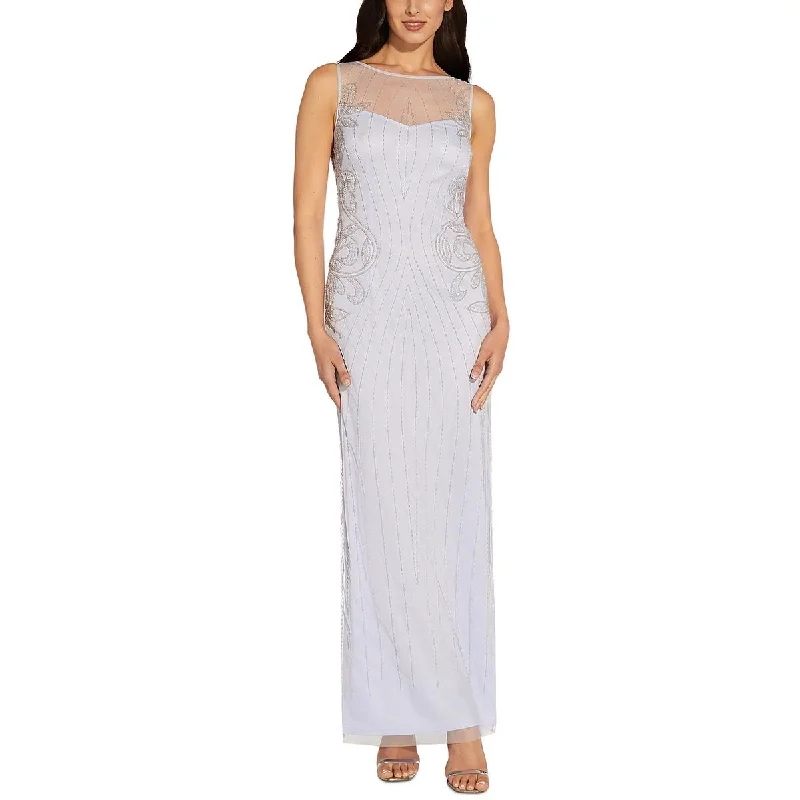 Papell Studio by Adrianna Papell Womens Beaded Sleeveless Evening Dress