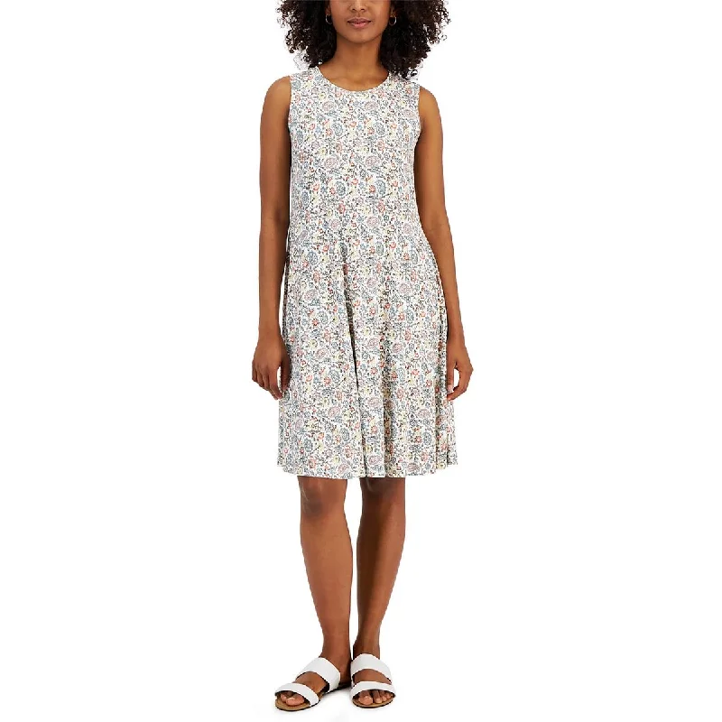 Style & Co. Womens Petites Floral Print Rayon Shift Dress