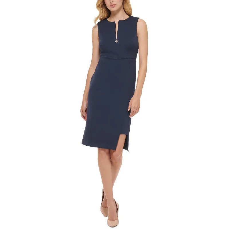 Tommy Hilfiger Womens 1/2 Zip Neck Knee Sheath Dress