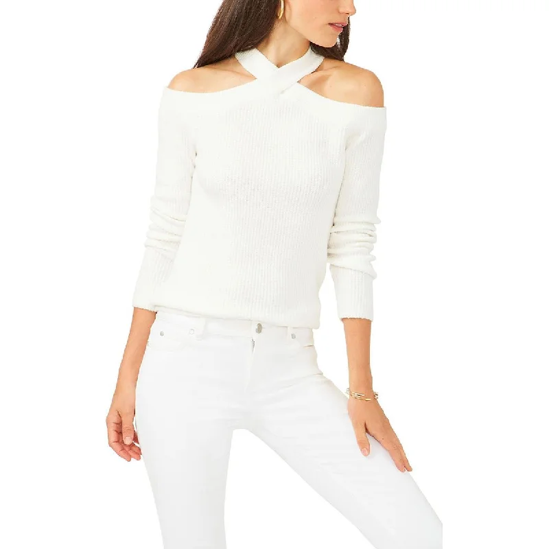 Discount Days 1.State Womens Cold Shoulder Ribbed Knit Pullover Sweater