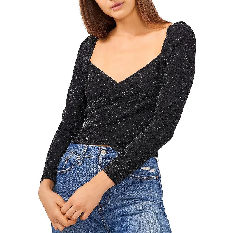 Overstock Sale 1.State Womens Cropped Textured Wrap Top