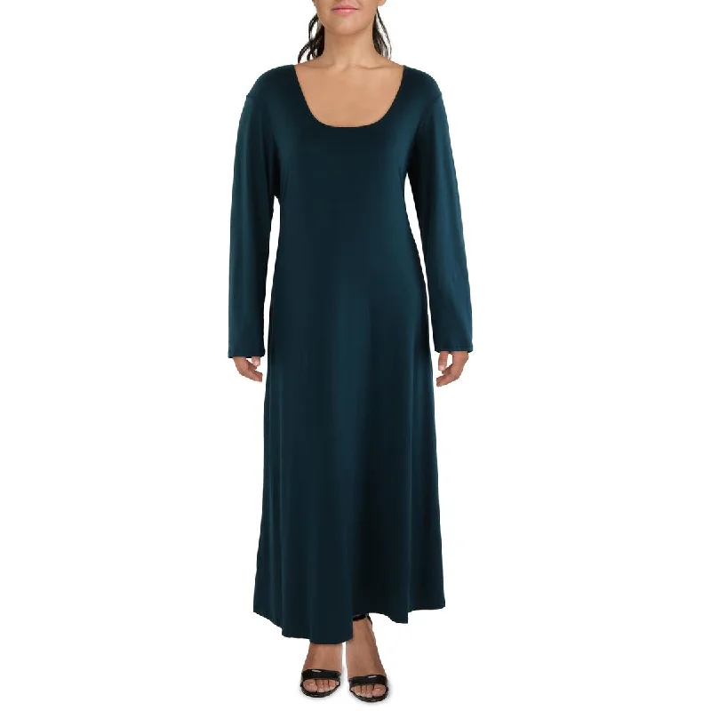 Deal Explosion 24seven Comfort Apparel Womens Plus Scoop Neck Long Maxi Dress