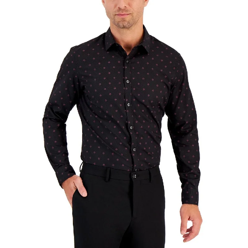 Bargain Blast Alfani Mens Pattern Long Sleeve Button-Down Shirt