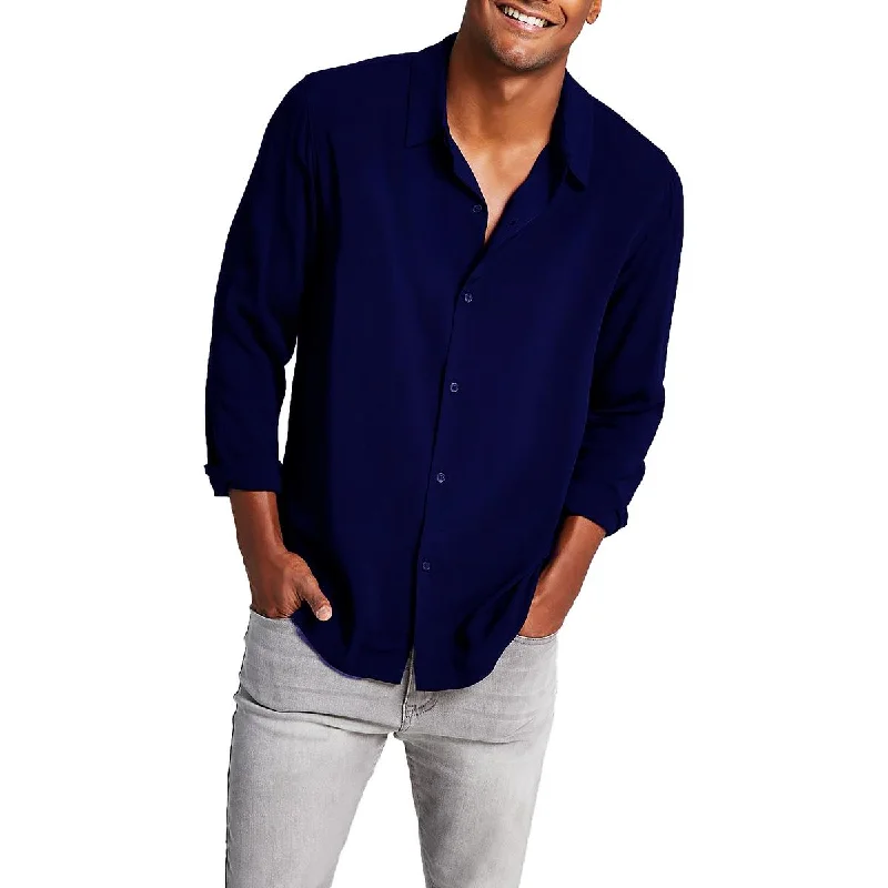 Midnight Madness And Now This Mens Collared Long Sleeve Button-Down Shirt
