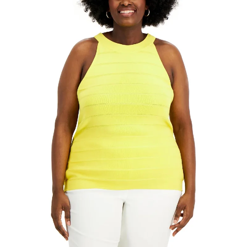 Deal of the Day Anne Klein Womens Plus High Neck Knit Tank Top Sweater