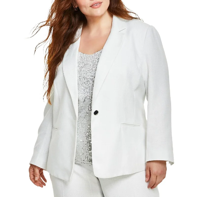 Crazy Deals Anne Klein Womens Plus Metallic Suit Separate One-Button Blazer