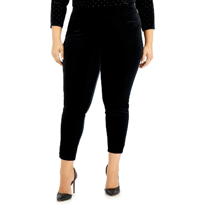 Anniversary Sale Anne Klein Womens Plus Velour Slim Leg Ankle Pants
