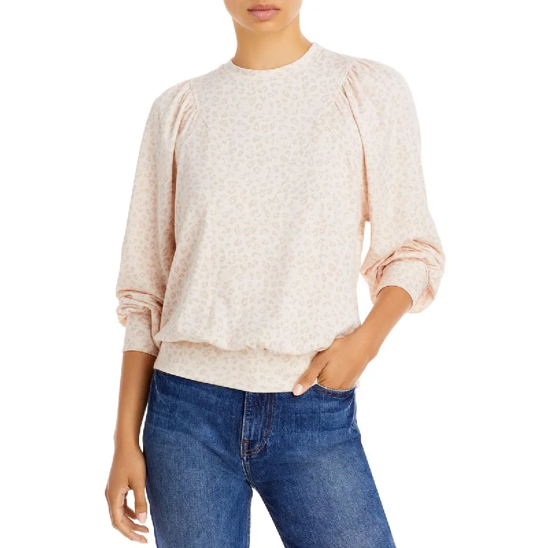 While Supplies Last Aqua Womens Animal Print Crew Neck Knit Top