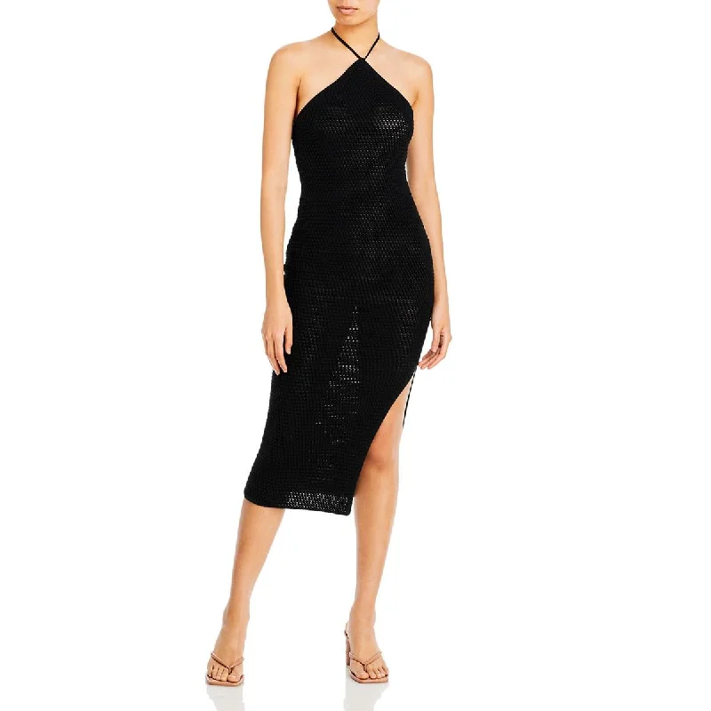 Clearance Sale Aqua Womens Crochet Halter Bodycon Dress