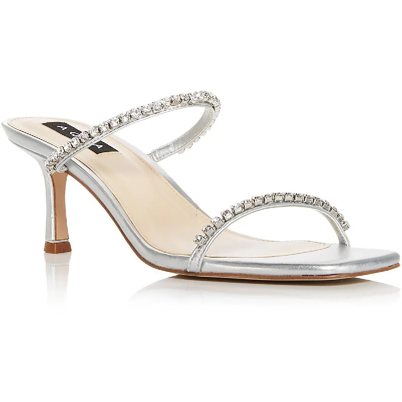 Deal Zone Aqua Womens Lily Faux Leather Strappy Kitten Heels