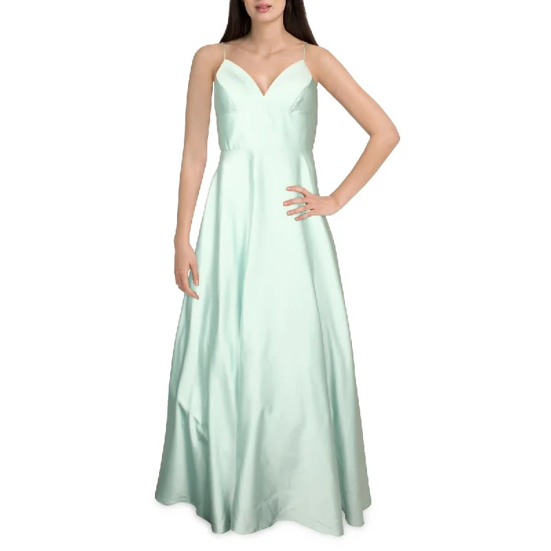 Sneak Peek Sale B&A by Betsy and Adam Womens Satin V-Neck Evening Dress